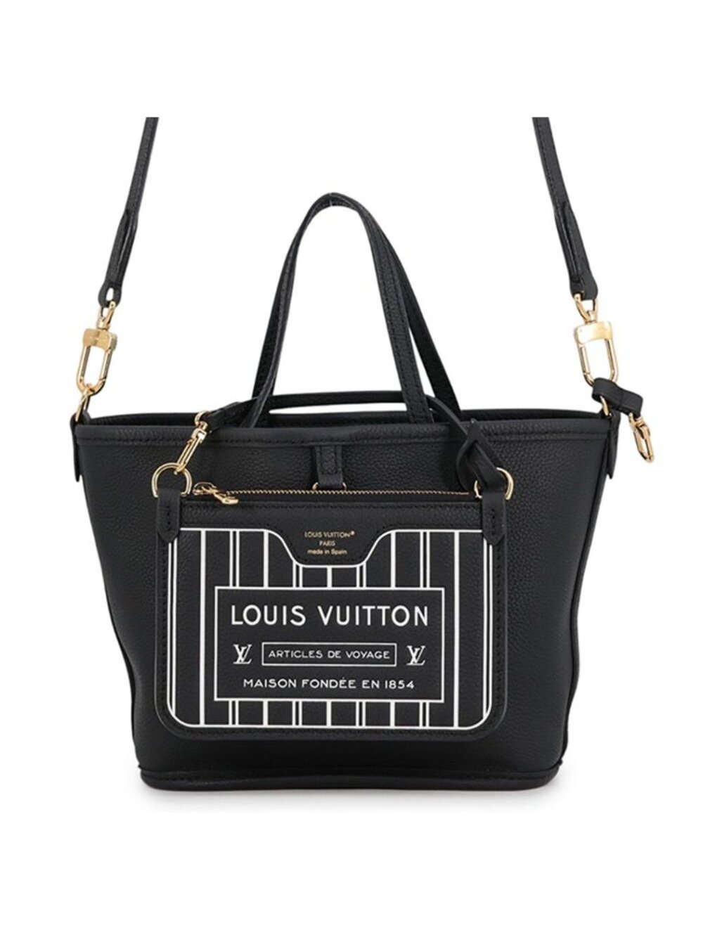 Louis Vuitton Tote Monogram Neverfull Inside Out BB 2-Way Shoulder Black